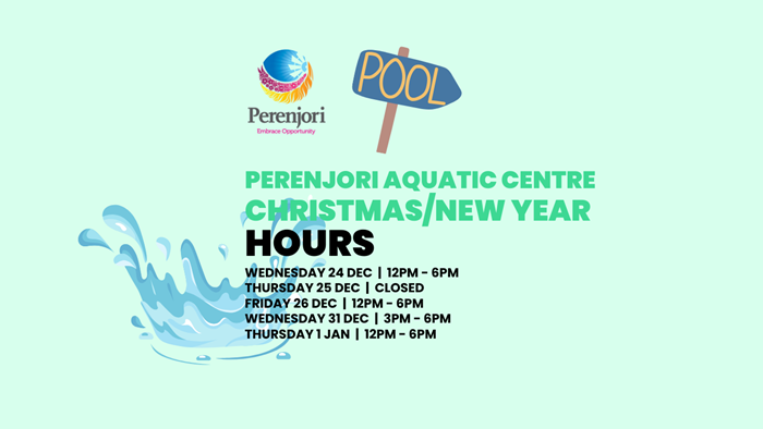 Perenjori Aquatic Centre Christmas/New Year Opening Hours